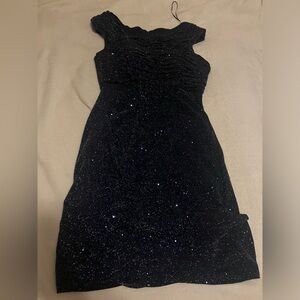 Alex Evenings Navy Sequin Wedding Guest Dress